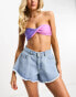 Noisy May twist bandeau bikini top in lilac and pink