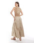 ASOS DESIGN crochet bodice maxi dress with tiered skirt in stone