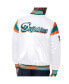 Men's White, Aqua Distressed Miami Dolphins Vintage-Like Satin Full-Snap Varsity Jacket