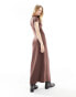 COLLUSION funnel neck cap sleeve maxi dress in burgundy