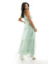 Vila Petite Bridesmaid halterneck tulle midi dress with tiered skirt in mint green