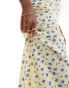 Wednesday's Girl chintzy floral midaxi skirt in yellow