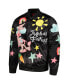 Men's Black Looney Tunes Graphic Satin Full-Snap Jacket