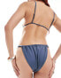 Weekday Storm shiny gathered waist bikini bottom in blue