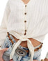 JDY tie front v neck shirt in cream