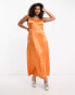 Urban Threads Curve satin midi dress in dark orange