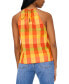 Women's Plaid Sleeveless Halter Tie-Back Blouse