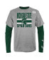 Preschool Boys and Girls Green, Heather Gray Michigan State Spartans Fan Wave Short and Long Sleeve T-shirt Combo Pack