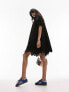 Topshop channeled mini chuck on dress with broderie trim in black