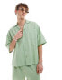 COLLUSION linen beach oversized revere shirt co-ord in sage green