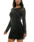 Juniors' Illusion Pearl-Sequin Mini Dress