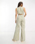 ASOS DESIGN Petite button through jumpsuit in stripe