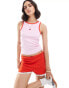 Pieces contrast trim tank vest top in pink and red