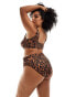 ASOS DESIGN Curve Adrienne high leg high waist bikini bottom in oversized animal