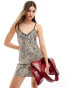 Pull&Bear contrast trim cami mini dress in leopard print