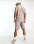 Selected Homme co-ord plisse shorts in beige