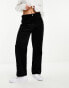 Monki cord straight leg trousers in black