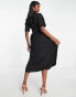 ASOS DESIGN button through waist midi shirt dress in black