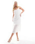 Pieces textured cowl neck cami maxi dress in white