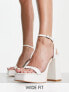 Glamorous Wide Fit platform heel sandals in white patent