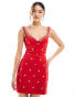 ASOS DESIGN sweetheart neckline structured mini dress with all over embellishment in red