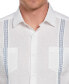 Men's Guayabera Short Sleeve Button-Front Embroidered-Panel Shirt