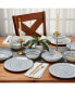 Navy Pad Print 12 Pc. Dinnerware Set, Service for 4