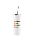 Double Wall 2 Pack of White 24 oz Straw Tumblers with Metallic "Rainbow is My Favorite Color" Decal