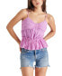 Women's Solange Pleated Smocked-Back Peplum Top