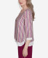 Petite Wine Country Metallic Stripe Necklace Top