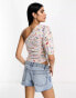 ASOS DESIGN one shoulder festival top with ruched side in paisley print