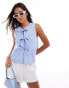 Stradivarius bow front sleeveless top in blue stripe