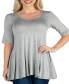 Elbow Sleeve Swing Tunic Top For Women