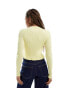 ASOS DESIGN button front crew neck cardigan with frill in lemon