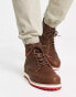 Levi's Jax Lux leather lace up boot with red tab in brown