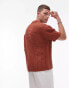 Topman crochet polo shirt in rust