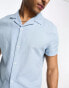 ASOS DESIGN regular linen revere shirt with roll sleeves in dusty blue