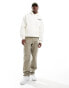 Selected Homme oversized hoodie in cream with text backprint