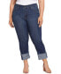 Plus Size High Rise Slim Straight Cuff Jeans