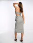 ASOS DESIGN pinstripe structured bandeau midi dress in grey