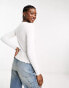 New Look lettuce edge long sleeve top in white