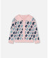 Big Girls Jacquard Knit Cardigan Pink Unicorn