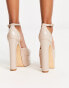 Truffle Collection Wide Fit square toe platform high heeled shoes in beige