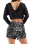 ASOS DESIGN sequin skort in black