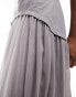 ASOS DESIGN Petite twill bandeau and chiffon pleated midi dress in grey