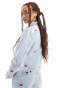 Lee Rider all over cherries denim jacket in light wash CO-ORD