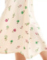 Y.A.S satin midi skirt co-ord in cream ditsy floral print