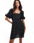 ASOS DESIGN volume sleeve mini dress in black polka dot