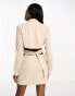 Kaiia belted blazer dress in stone