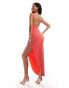 Vesper sleeveless scoop back asymmetric maxi dress in coral